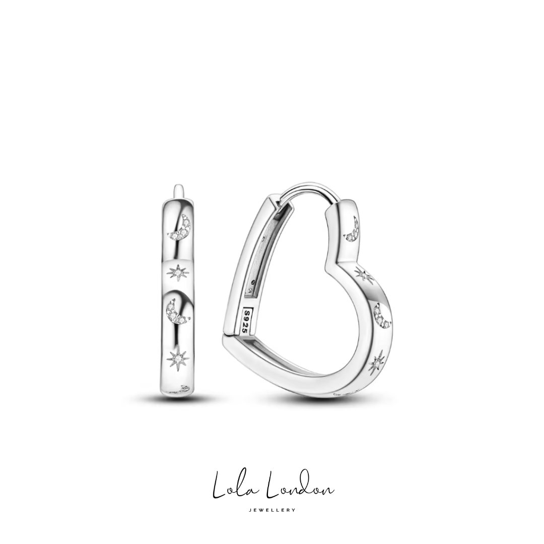 Celestial Heart Hoop Earrings