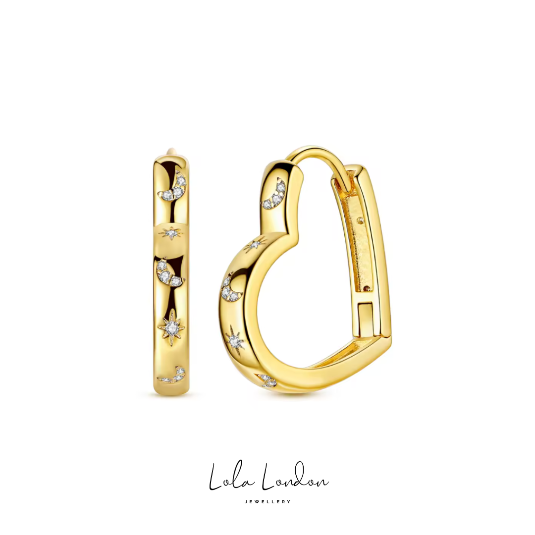 Celestial Heart Hoop Earrings