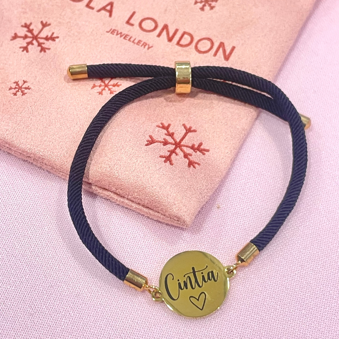 Personalised Black Rope Bracelet