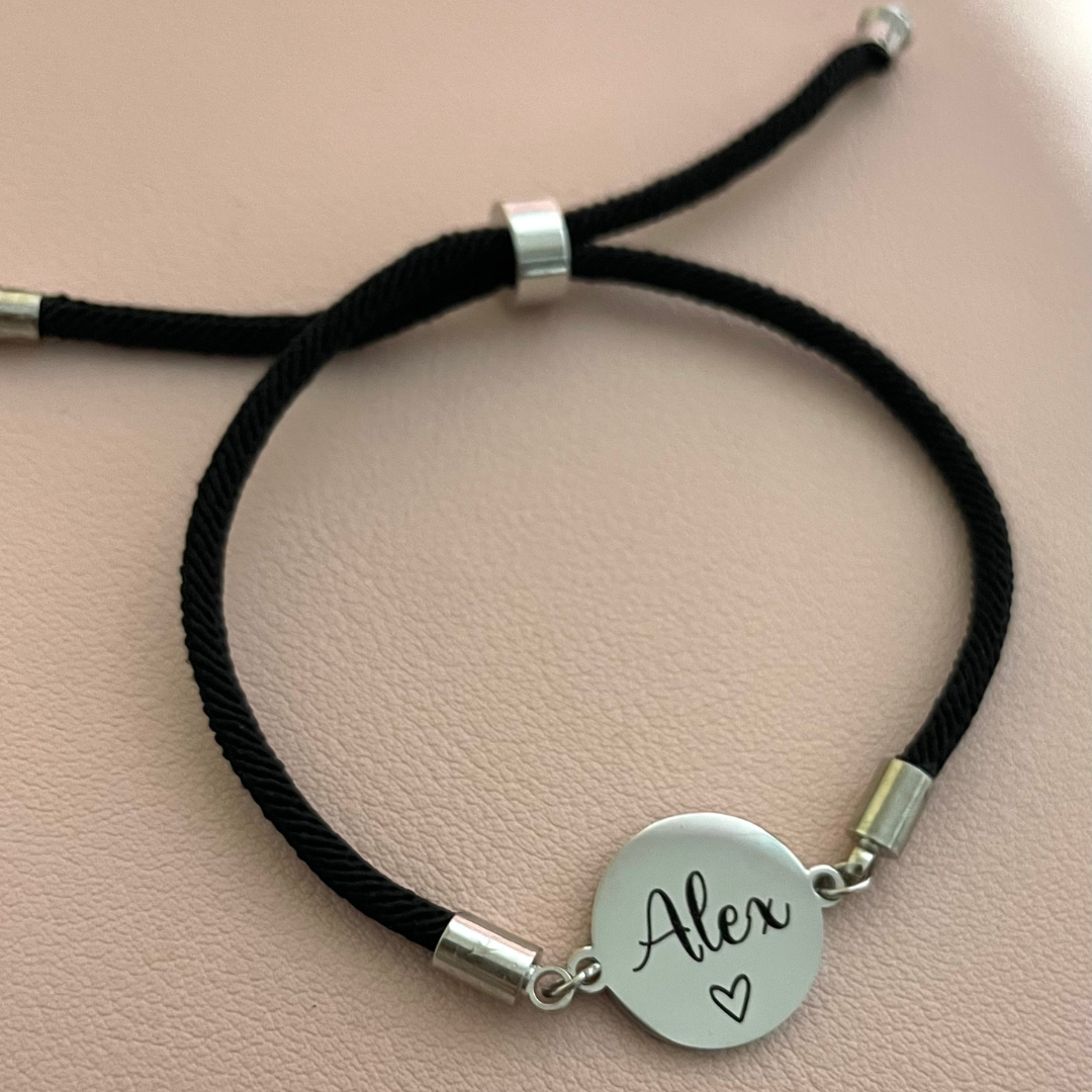 Personalised Black Rope Bracelet