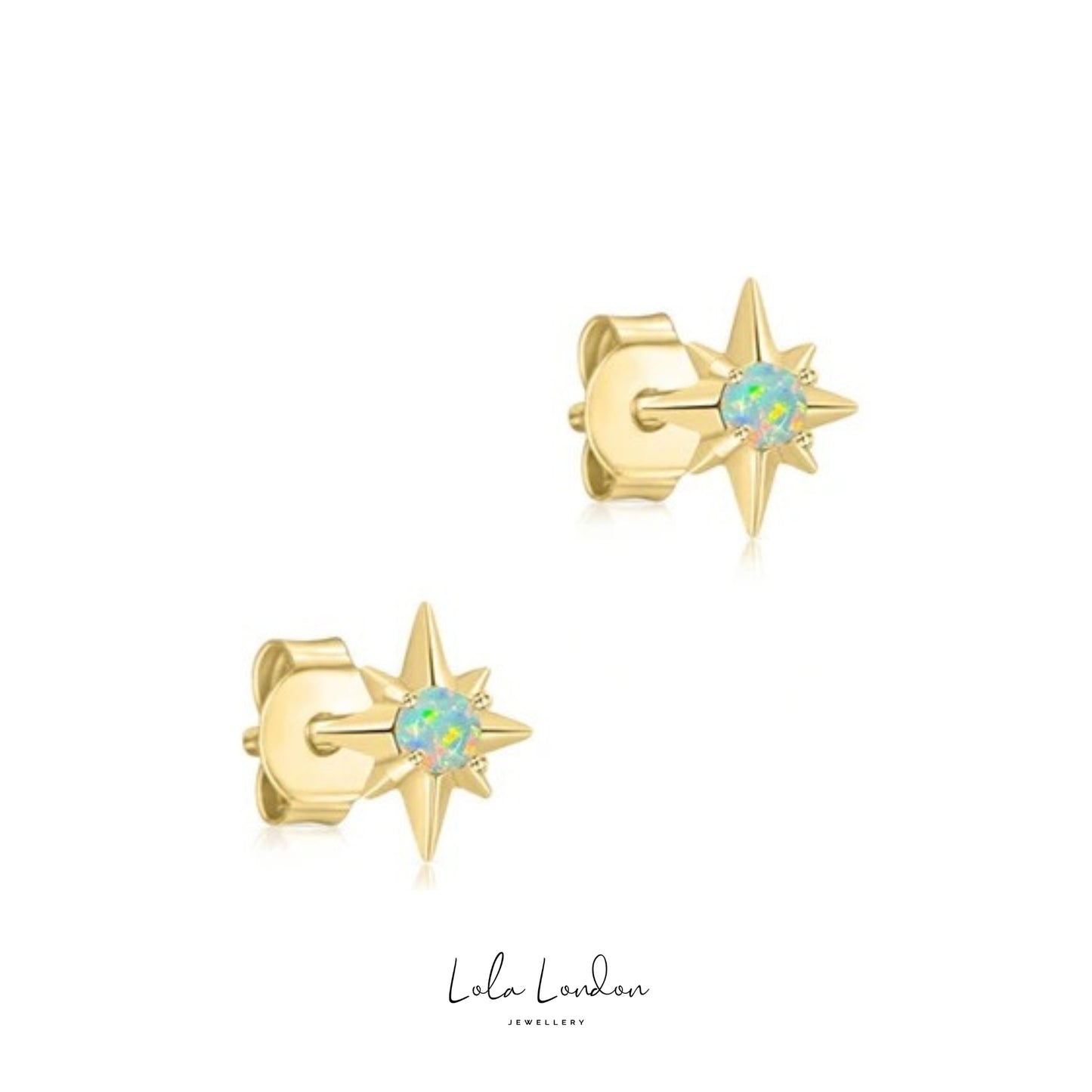 Opal Star Stud Earrings