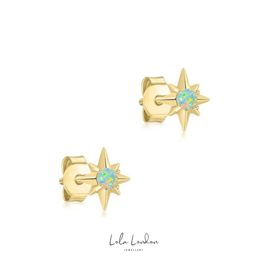 Opal Star Stud Earrings
